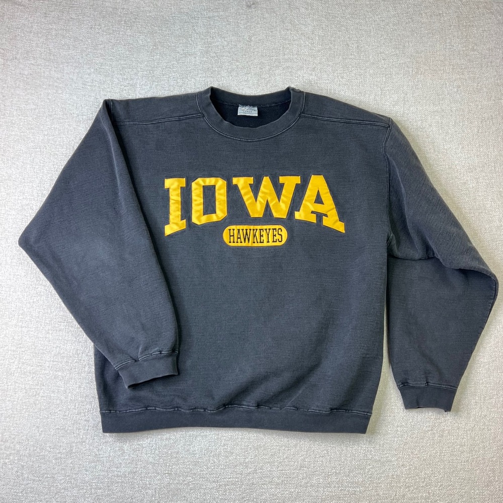 Vintage Iowa Hawkeyes The Cotton Exchange Sweatshirt Black Large Made in USA